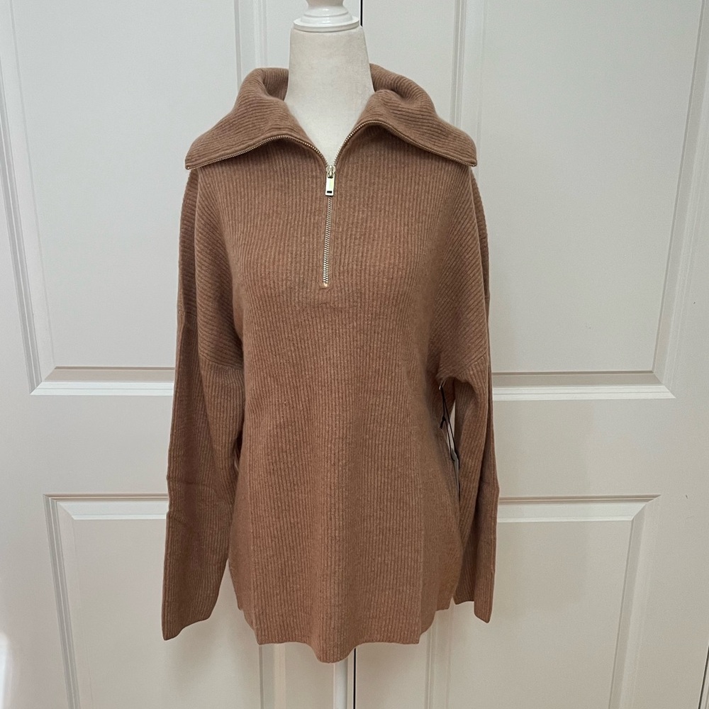 Ribbed 2-Ply Cashmere Sweater - Zip Neck from Rachel Zoe - Picture 1 of 7